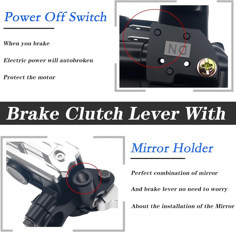 JXPANG Universal Motorcycle 7/8" 22mm Handlebar Brake Master Cylinder Clutch Lever CNC Left & Right Set Compatible with Harley Honda Kawasaki Suzuki Yamaha（ Piston Diameter 12.7mm (Silver) - Image 2